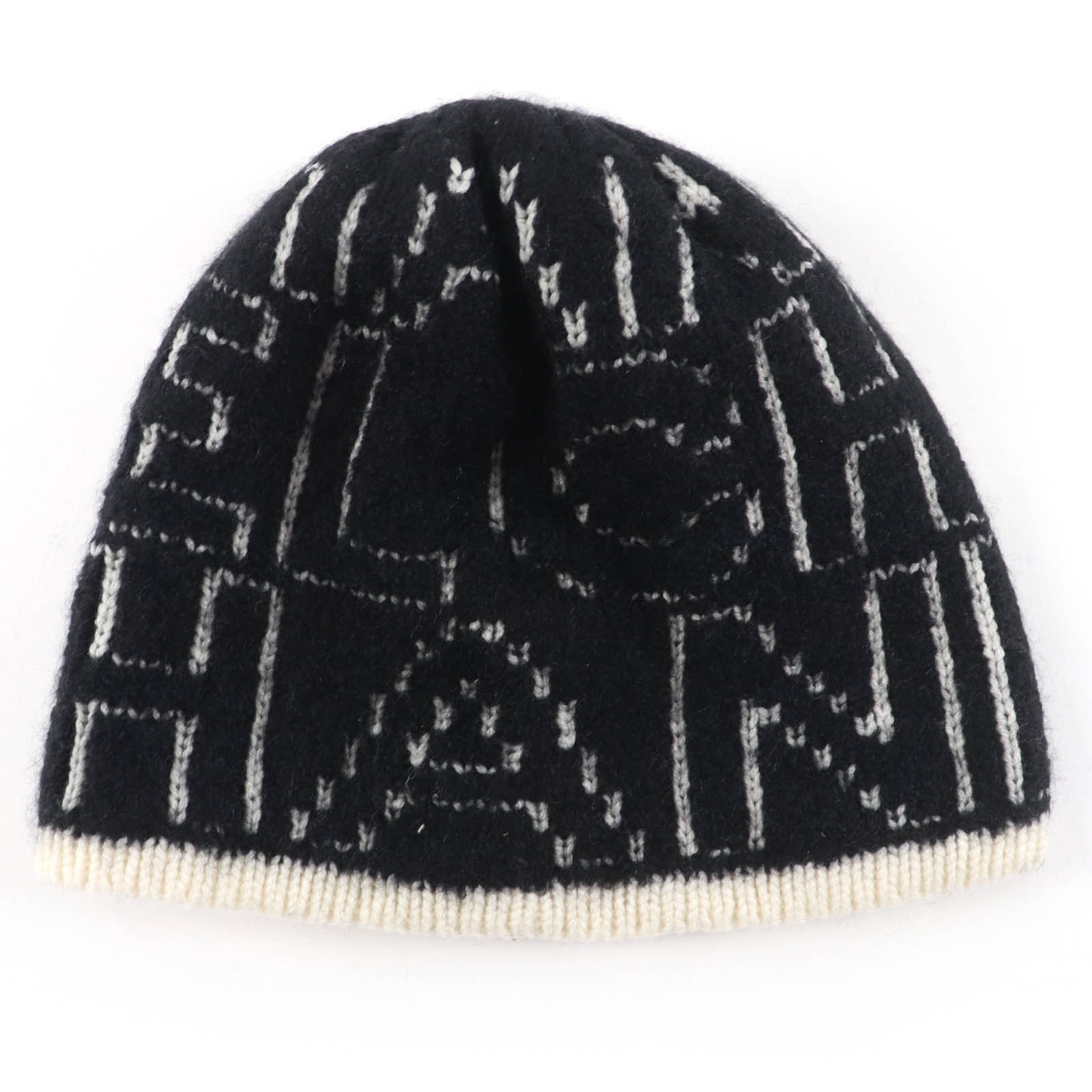 美品 シャネル ニットキャップ ブラック ホワイト レディース 21K