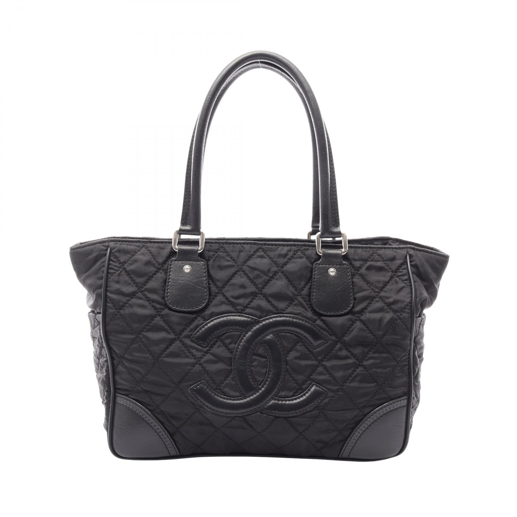シャネル CHANEL パリニューヨークライン トートバッグ バッグ ナイロン レザー レディース ブラック系 A33100 【中古】