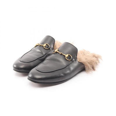 グッチ GUCCI プリンスタウン ホースビット サンダル 靴 レザー レディース ブラック系 【中古】