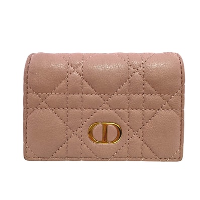 ディオール Dior コインケース カロ カナージュ 二つ折り 財布 小銭入れ コンパクトウォレット ミニ財布 キルティング ピンク