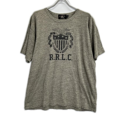 ダブルアールエル 782607427003 グレー コットン100 RRLC 染み込みプリント Tシャツ XXL