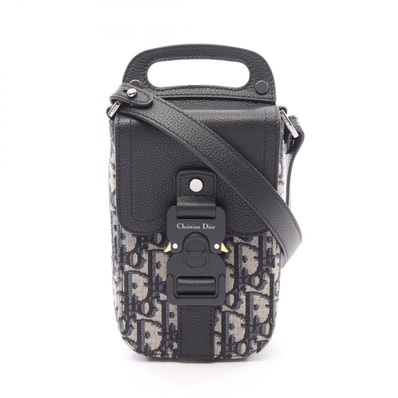 ディオール Dior サドルバーティカルポーチ オブリーク ショルダーバッグ バッグ キャンバス レザー メンズ ベージュ系 / ネイビー系 / ブラック系 【中古】
