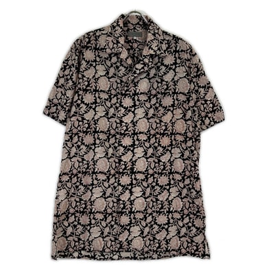 ヨウジヤマモトプールオム HG-B67-020 22SS INDIA BLOCK PRINT OPEN COLLER SHIRT 2