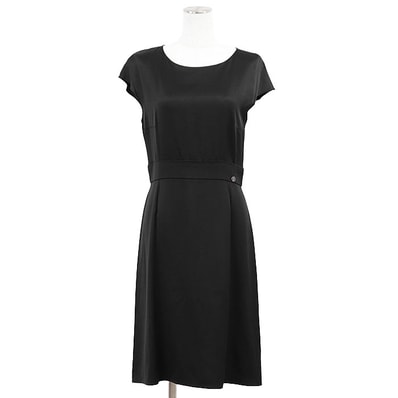 【極美品】CHANEL シャネル ワンピース P38719 COCOマークチャーム シルク100% ノースリーブ ドレス レディース サイズ 38 ブラック 黒 フランス製 カール・ラガーフェルド期