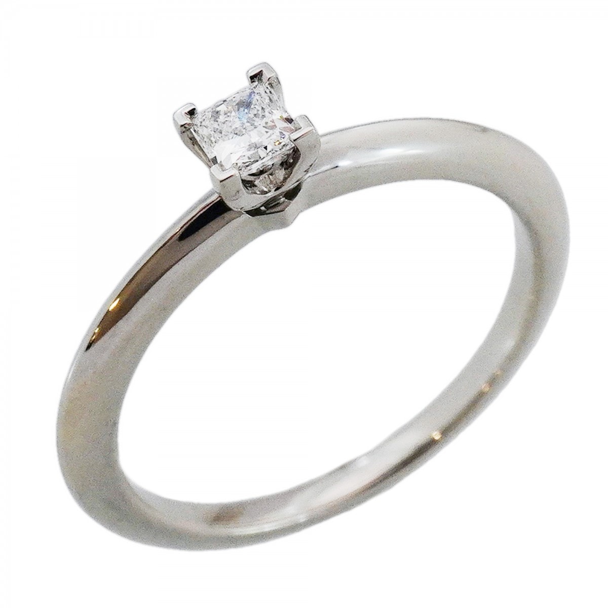 ★最終価格【6jeb0662】ティファニー リング ソリティア スクエアカット 1PD Pt950 プラチナ ダイヤモンド 0.18ct 14号【中古】レディース