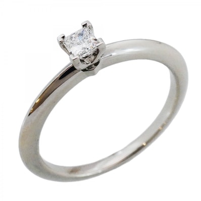 ★最終価格【6jeb0662】ティファニー リング ソリティア スクエアカット 1PD Pt950 プラチナ ダイヤモンド 0.18ct 14号【中古】レディース