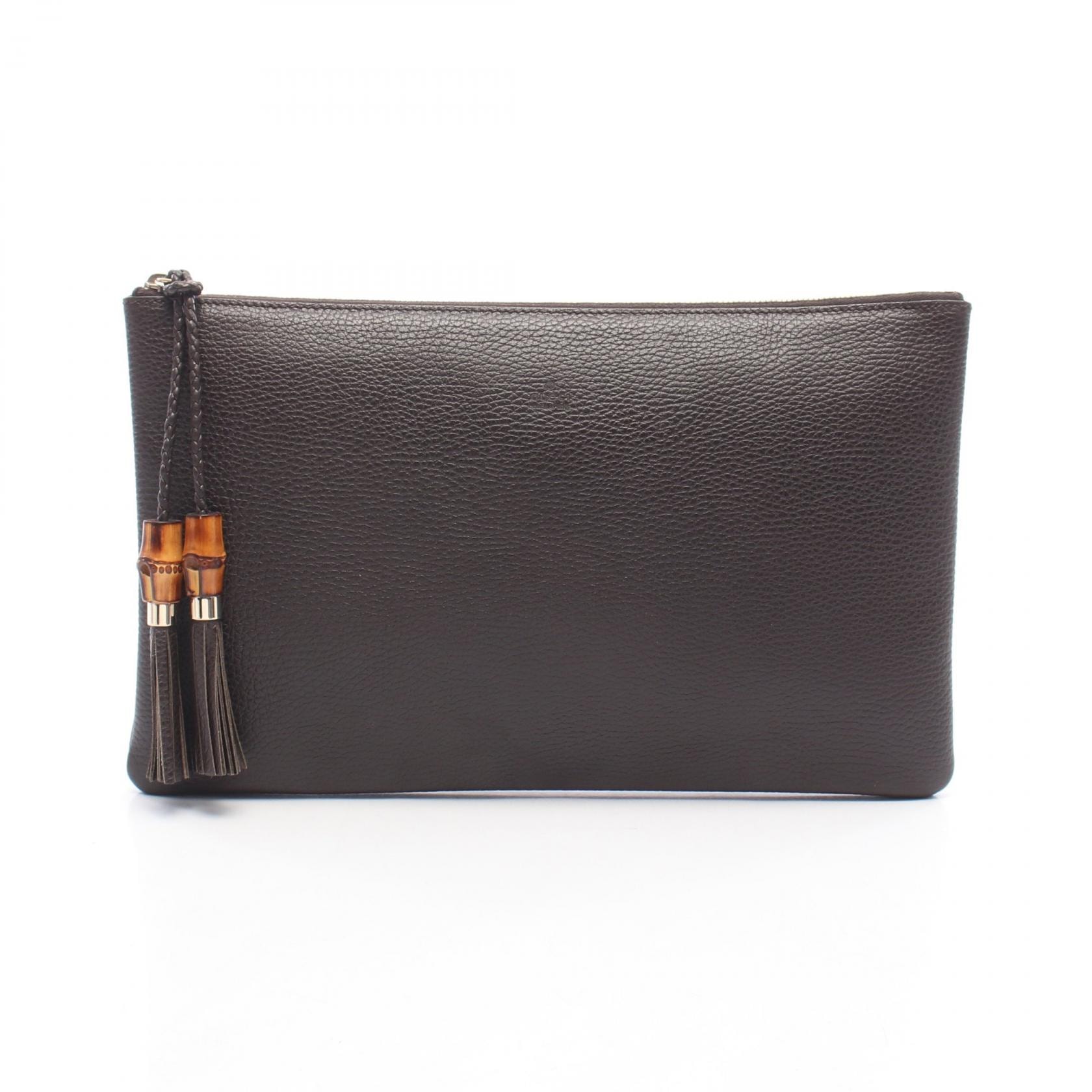 グッチ GUCCI バンブー セカンドバッグ クラッチバッグ バッグ レザー レディース ブラウン系 376858 【中古】