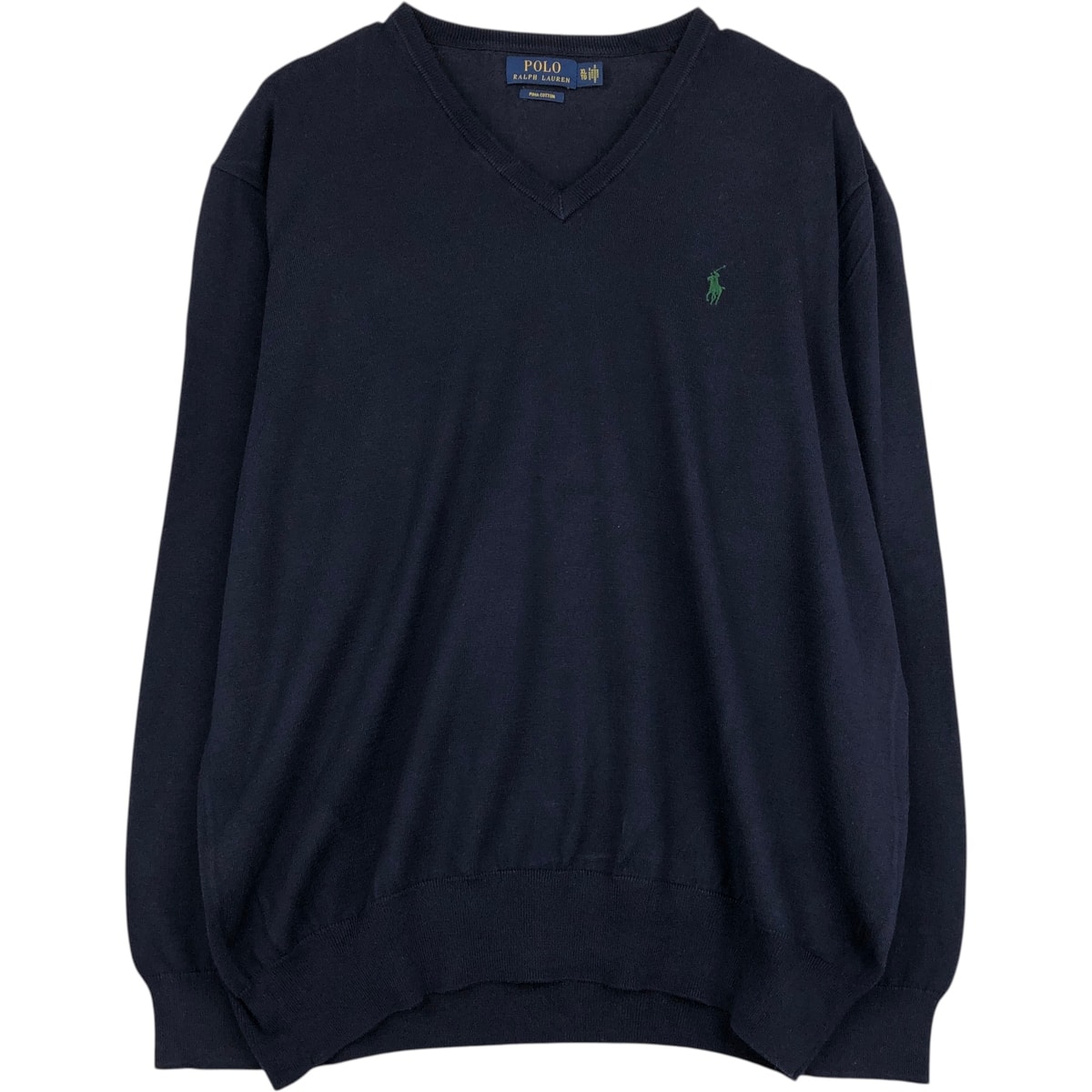 古着 ラルフローレン Ralph Lauren POLO RALPH LAUREN Vネック ピマコットンニットセーター メンズXL相当/eaa617969