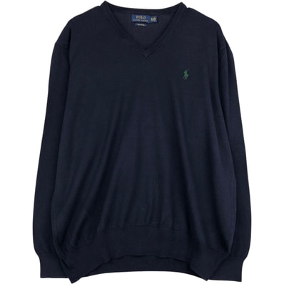 古着 ラルフローレン Ralph Lauren POLO RALPH LAUREN Vネック ピマコットンニットセーター メンズXL相当/eaa617969