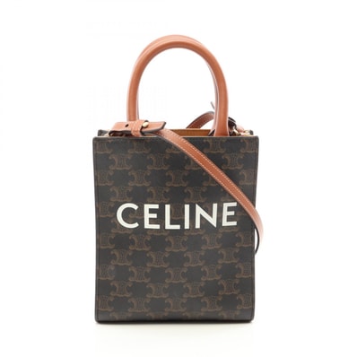 セリーヌ CELINE ミニ バーティカルカバ トリオンフ 2WAY ハンドバッグ バッグ PVCコーティングキャンバス レザー レディース ブラック系 / ブラウン系 【中古】