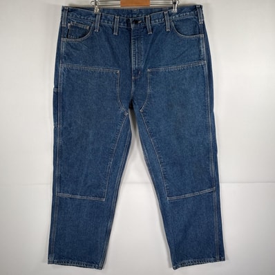 古着 カーハート Carhartt デニムパンツ ペインターパンツ 大きいサイズ ワンポイントロゴ ダブルニー ワーク w46 L32 ブルー メンズ