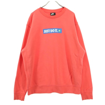 NIKE ナイキ プリント 長袖 スウェット L レッド系