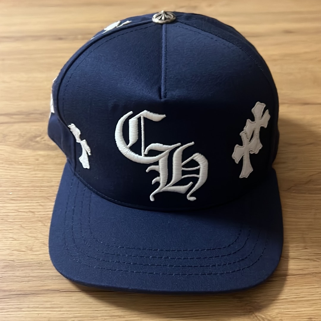 Chrome Hearts CH Hat Cross Patch Baseball Cap "Navy/White"