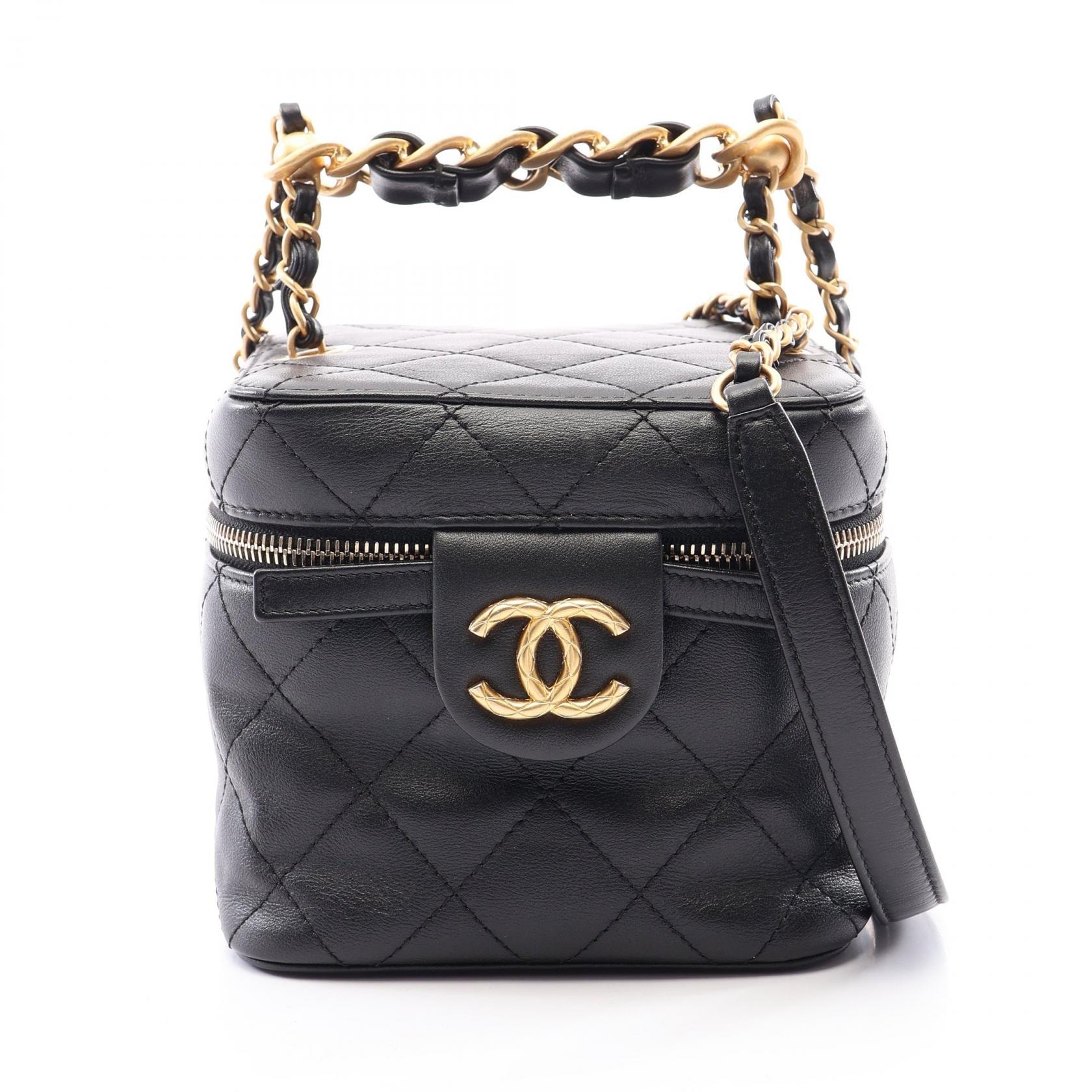 シャネル CHANEL マトラッセ バニティバッグ 2WAY ショルダーバッグ バッグ ラムスキン(羊革) レディース ブラック系 AS3228 【中古】