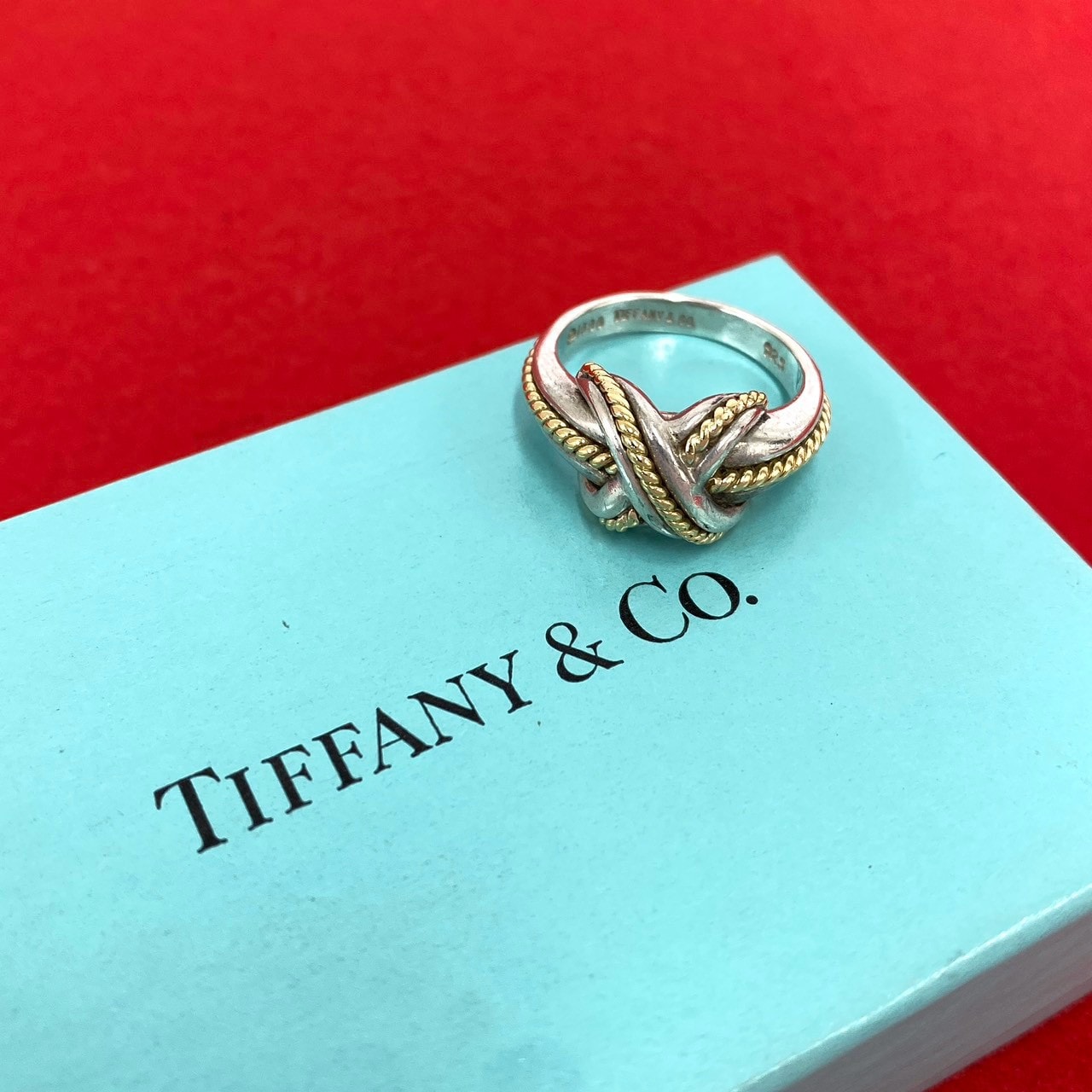 TIFFANY&Co. ティファニー シグネチャー クロス リング シルバー925 K18イエローゴールド リング・指輪 13号 シルバー
 26468