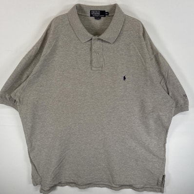 古着 90's/90年代 ポロバイラルフローレン Polo by Ralph Lauren 鹿の子 半袖 ポロシャツ 大きいサイズ ワンポイント ロゴ 刺繍 大きいサイズ 14041 グレー 無地 メンズ