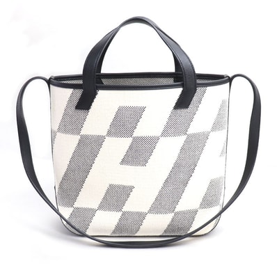 HERMES エルメス トワルアッシュ HアンビエPM 2Wayショルダーバッグ ホワイト ブラック レディース【中古】【美品】