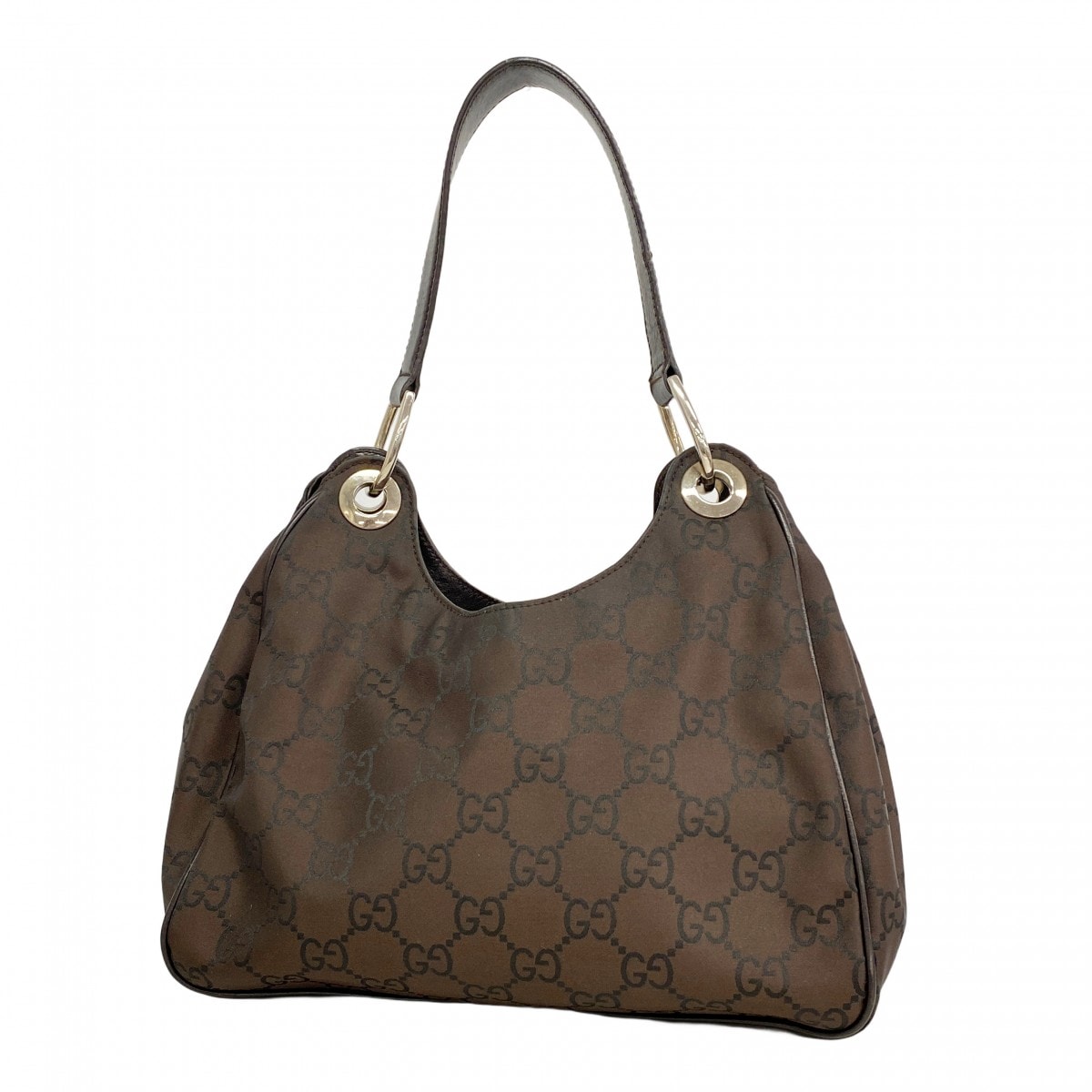 【6dc3786-k】グッチ ショルダーバッグ GGナイロン 257265 ナイロン ブラウン シルバー金具【中古】レディース