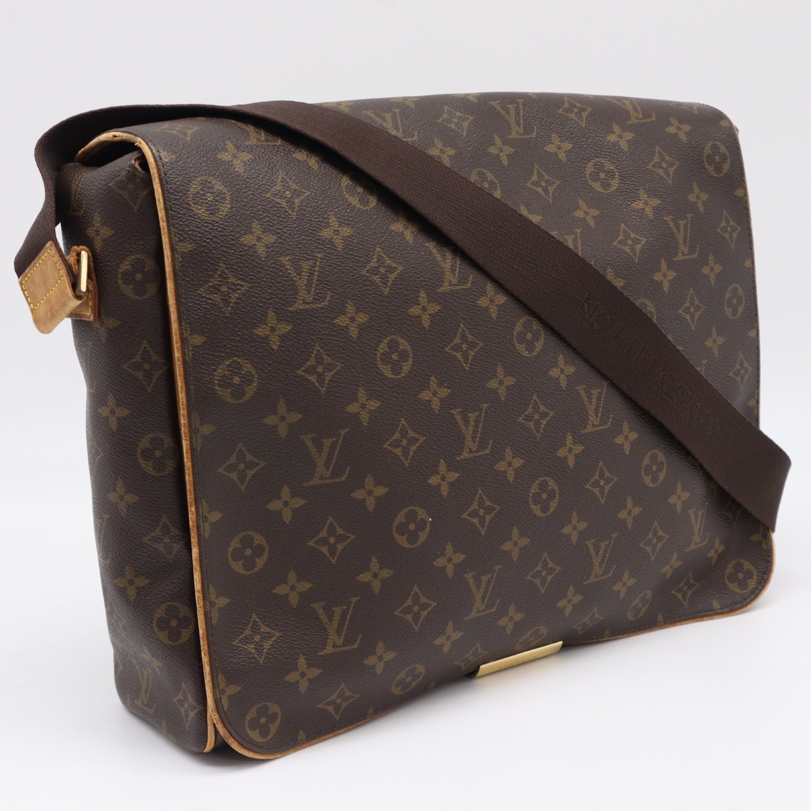 LOUIS VUITTON ルイ・ヴィトン モノグラム アベス M45257 ショルダーバッグ ブラウン ベージュ コーティングキャンバス レザー メンズ