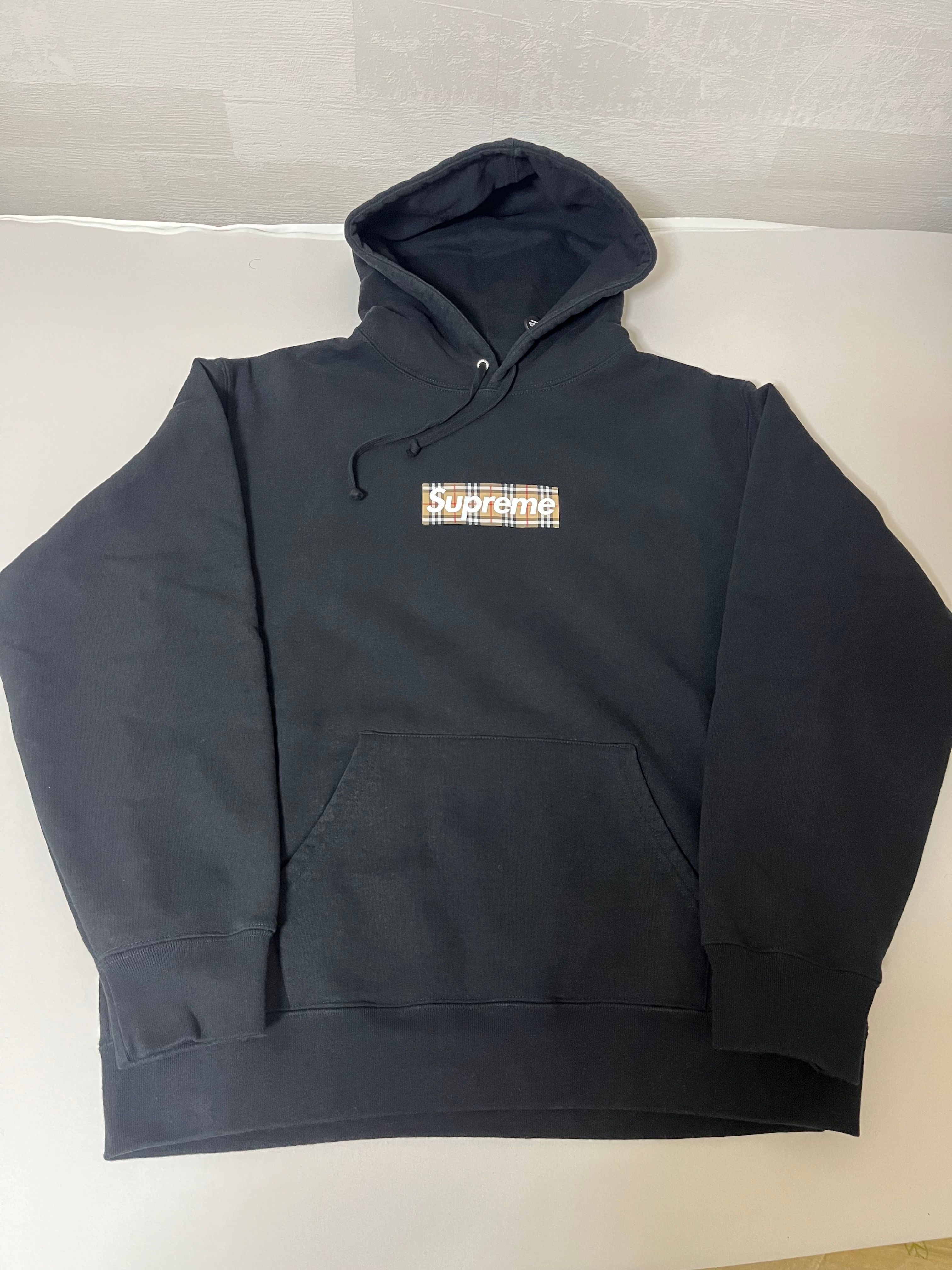 Supreme / Burberry Box Logo Hooded Sweatshirt "Black"