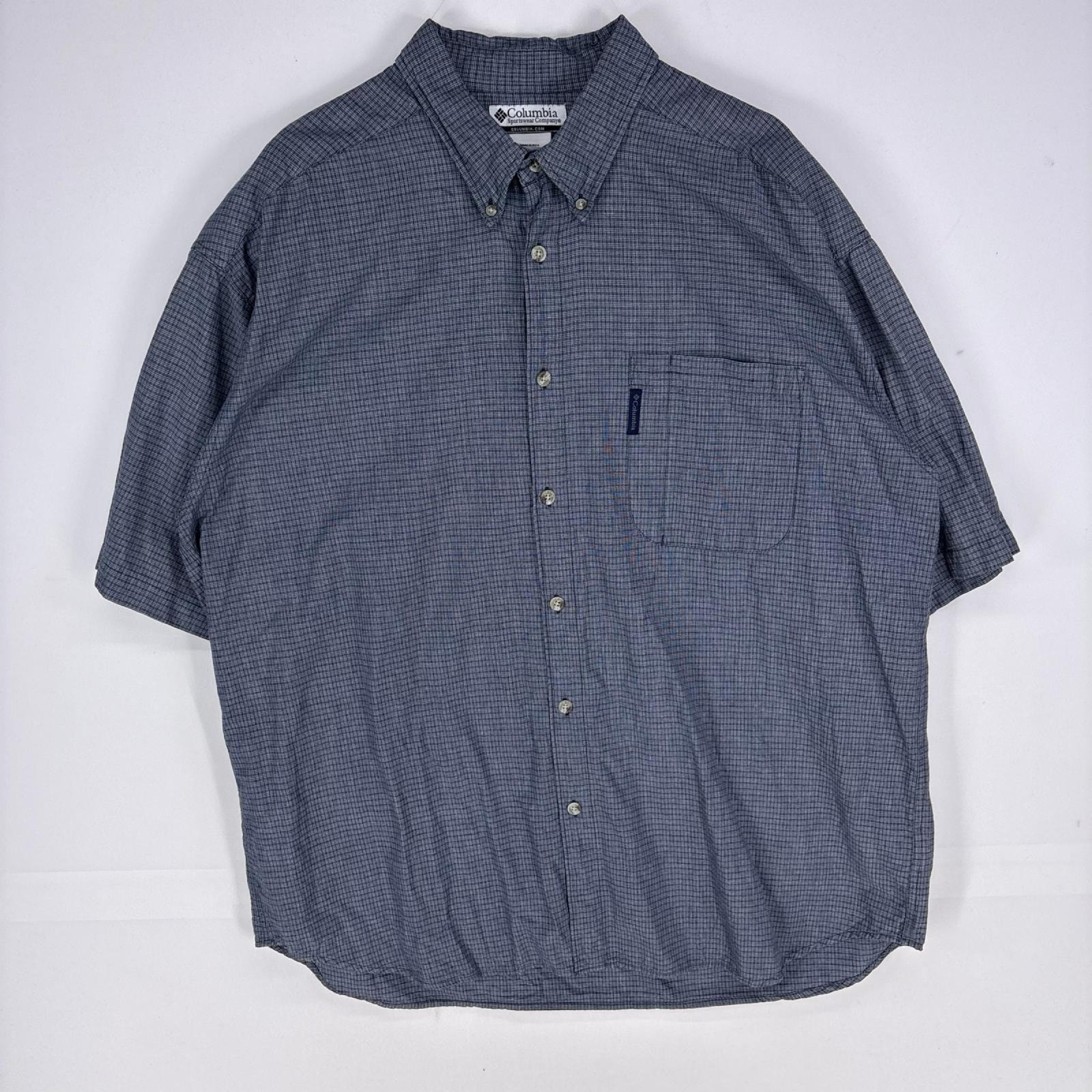 古着 コロンビア Columbia 半袖シャツ 胸ポケット ショートスリーブ ワンポイントロゴ アウトドア 2XL  グレー系 メンズ