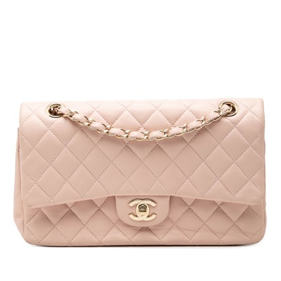 シャネル ココマーク マトラッセ25 ダブルフラップ チェーン ショルダーバッグ ピンク ラムスキン レディース CHANEL 【中古】