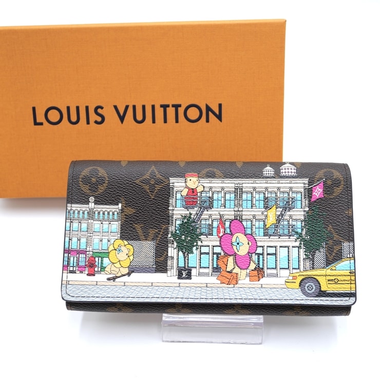 LOUIS VUITTON(ルイヴィトン)ポルトフォイユ・サラ NM ヴィヴィエンヌ 長財布 モノグラム キャンバス ブラウン イエロー NYC ニューヨーク フラワーモチーフ レディース M81608【中古】