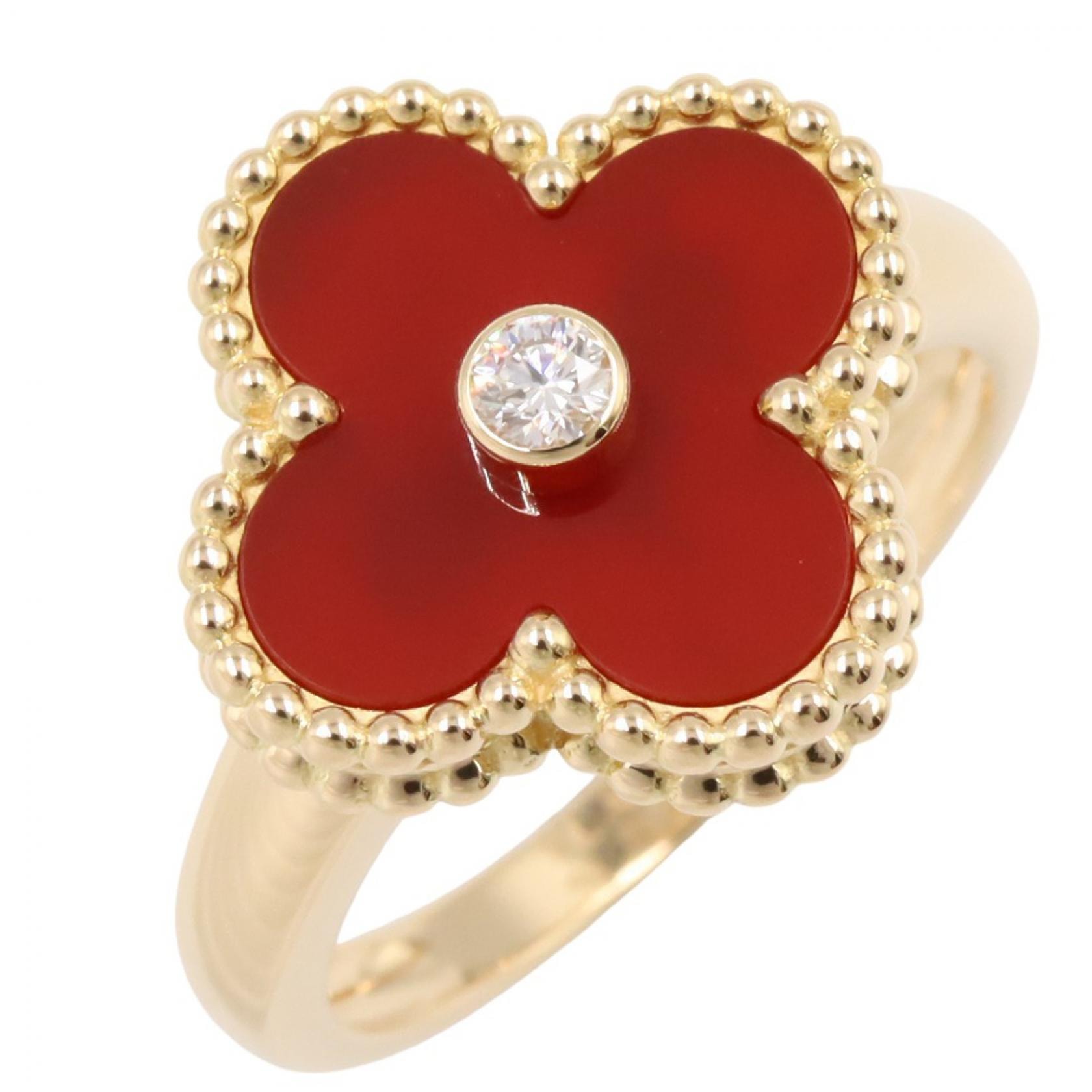 ヴァンクリーフ&アーペル Van Cleef & Arpels ヴィンテージアルハンブラ1PDリング リング・指輪 ジュエリー K18(イエローゴールド) ダイヤモンド カーネリアン レディース ゴールド系 / レッド系 / クリア系