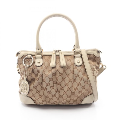 グッチ GUCCI スーキー GGキャンバス 2WAY ハンドバッグ バッグ キャンバス レザー レディース ベージュ系 / アイボリー系 247902 【中古】
