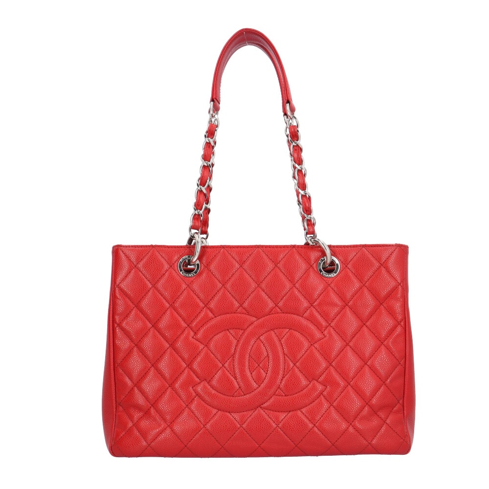 シャネル GSTトート マトラッセ トートバッグ キャビアスキン A50995 レッド レディース CHANEL  中古