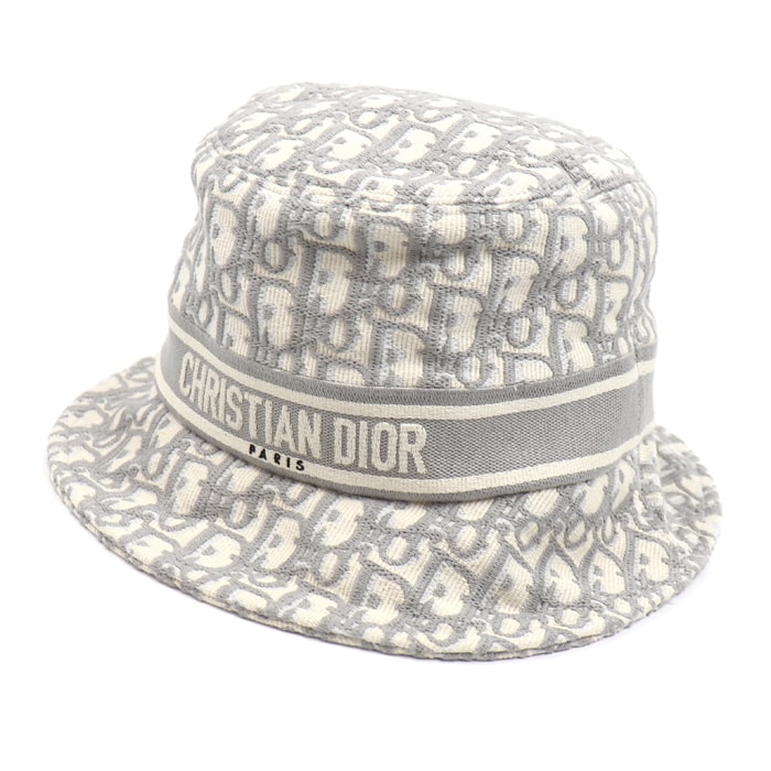 Dior ディオール トロッター オブリーク バケットハット ハット アイボリー/グレー 11DOB923I132  ユニセックス【中古】【美品】