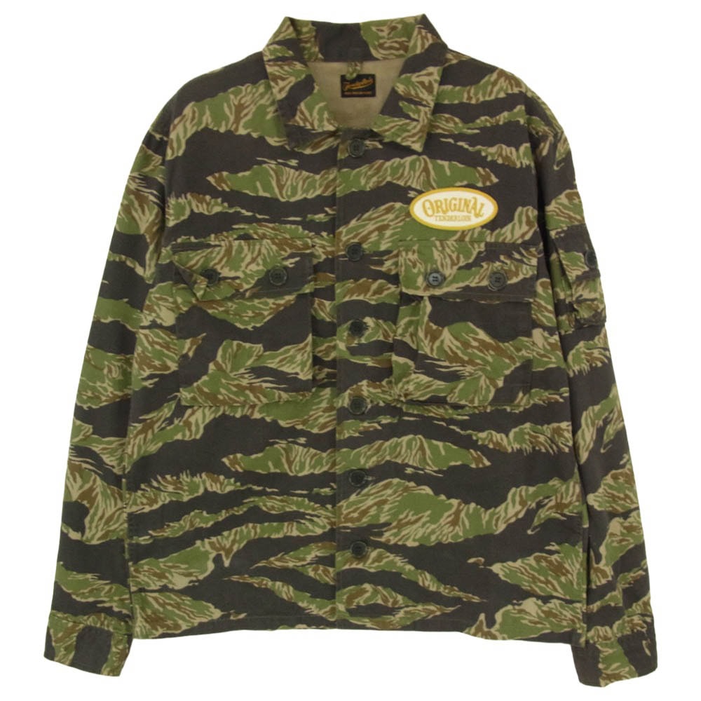 TENDERLOIN テンダーロイン T-BAMBOO SHT タイガーカモ バンブー シャツ ジャケット カーキ系 XS【中古】