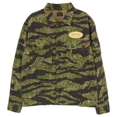 TENDERLOIN テンダーロイン T-BAMBOO SHT タイガーカモ バンブー シャツ ジャケット カーキ系 XS【中古】