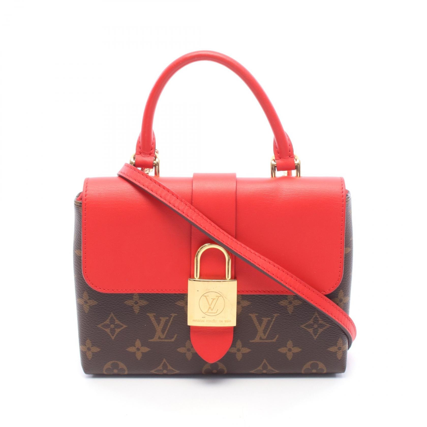 ルイ・ヴィトン LOUIS VUITTON ロッキーBB モノグラム コクリコ ハンドバッグ バッグ PVCコーティングキャンバス レザー レッド レディース ブラウン系 / レッド系 M44322 【中古】