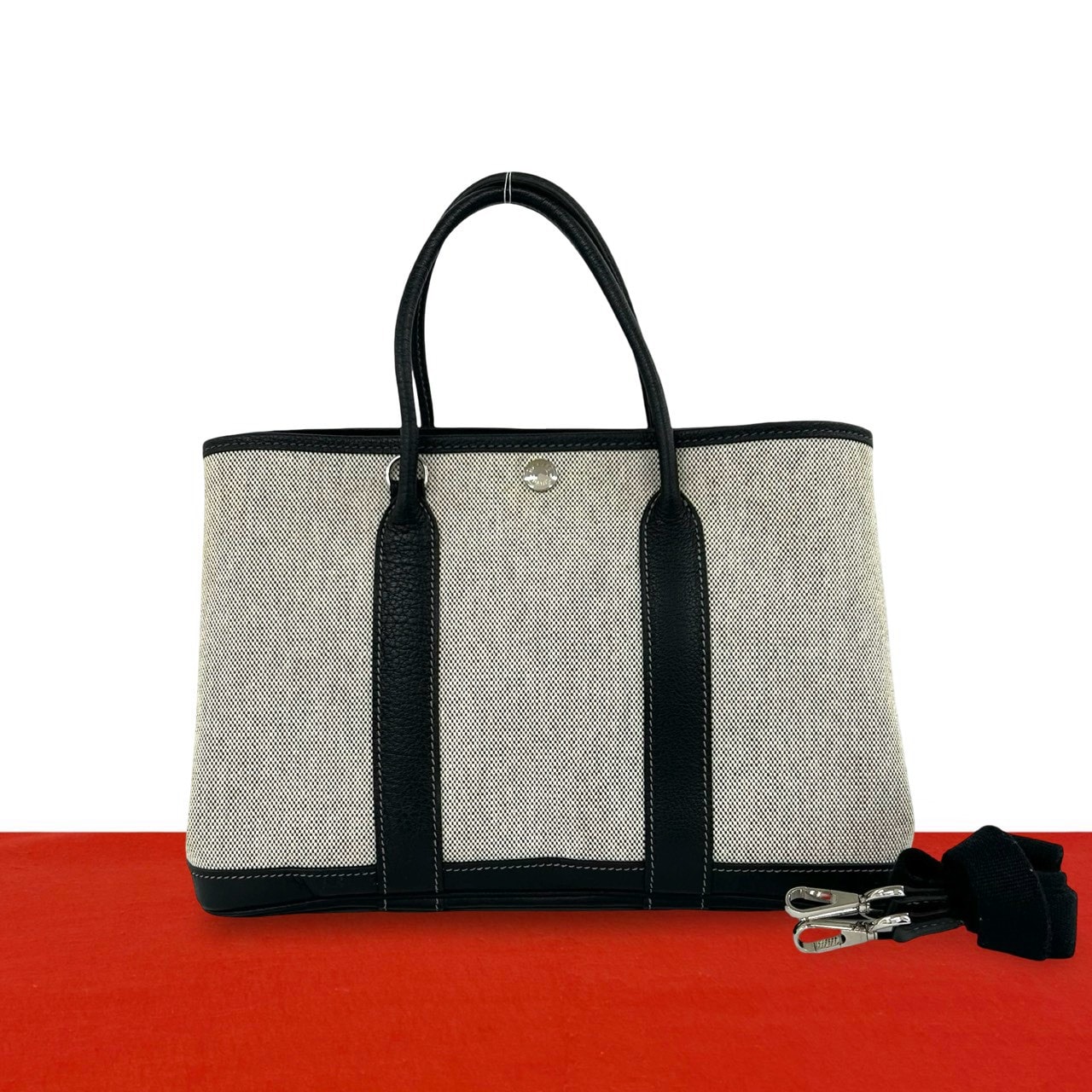 HERMES エルメス ガーデンパーティ TPM トワルアッシュ ブッフル ショルダーバッグ ブラック
 06906