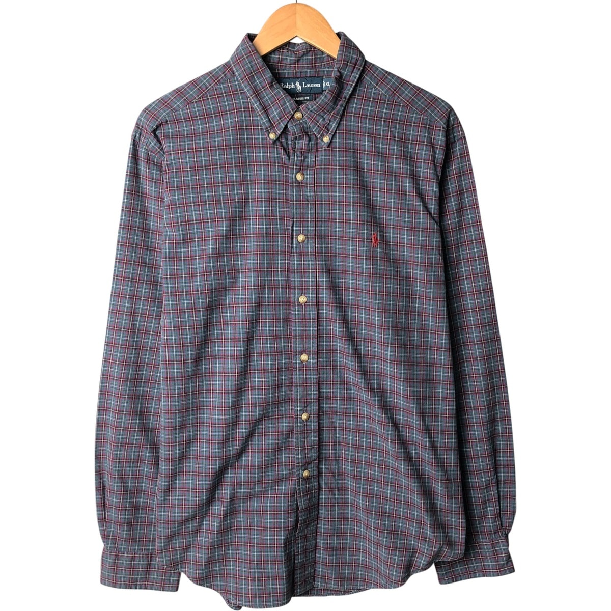 古着 ラルフローレン Ralph Lauren CLASSIC FIT 長袖 ボタンダウンチェックシャツ メンズXL相当/eaa570159