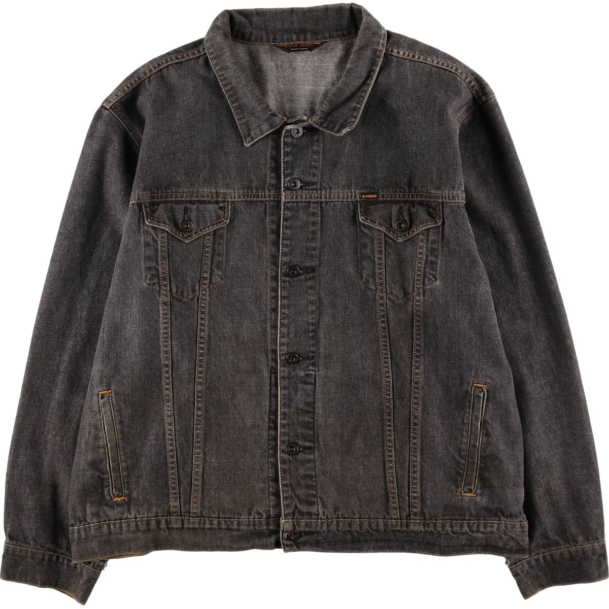 古着 00年代 ラルフローレン Ralph Lauren POLO JEANS COMPANY ブラック デニムジャケット Gジャン メンズXXL相当/eaa629144