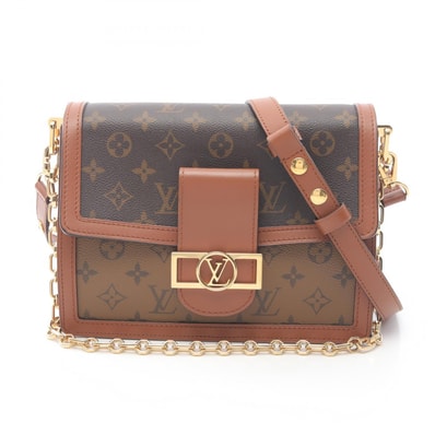 ルイ・ヴィトン LOUIS VUITTON ドーフィーヌMM モノグラムリバース ショルダーバッグ バッグ PVCコーティングキャンバス レザー ベージュ レディース ブラウン系 / ベージュ系 M45958 【中古】