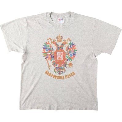 古着 90年代 ヘインズ Hanes HEAVYWEIGHT 50/50 ロシア国章 プリントTシャツ USA製 メンズL相当 ヴィンテージ/eaa626830