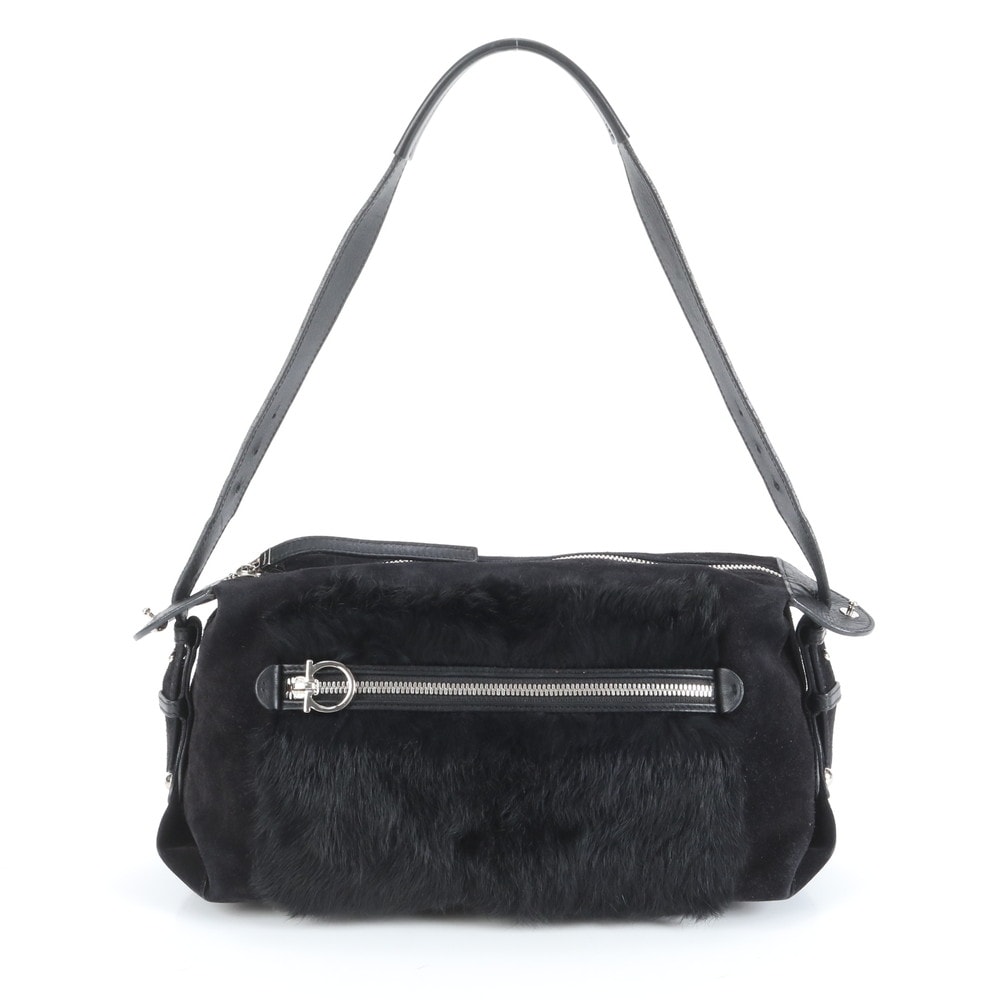 ■極美品 サルヴァトーレフェラガモ ガンチーニスエード ファー