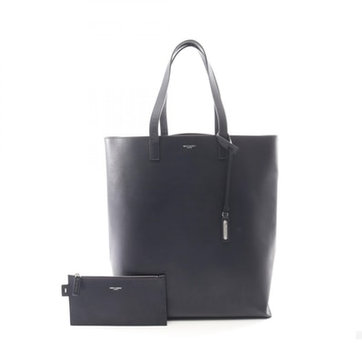 サンローランパリ SAINT LAURENT PARIS ショッピング トートバッグ バッグ レザー メンズ レディース ネイビー系 【中古】