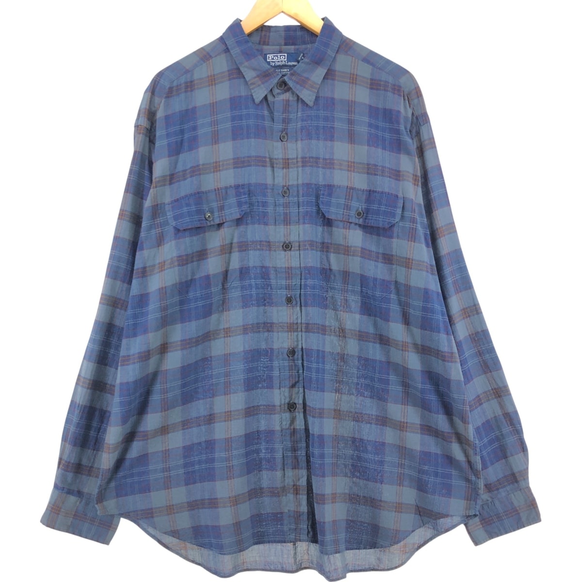 古着 ラルフローレン POLO by Ralph Lauren G.I.SHIRT 長袖 コットンチェックシャツ メンズXXL相当/eaa541141