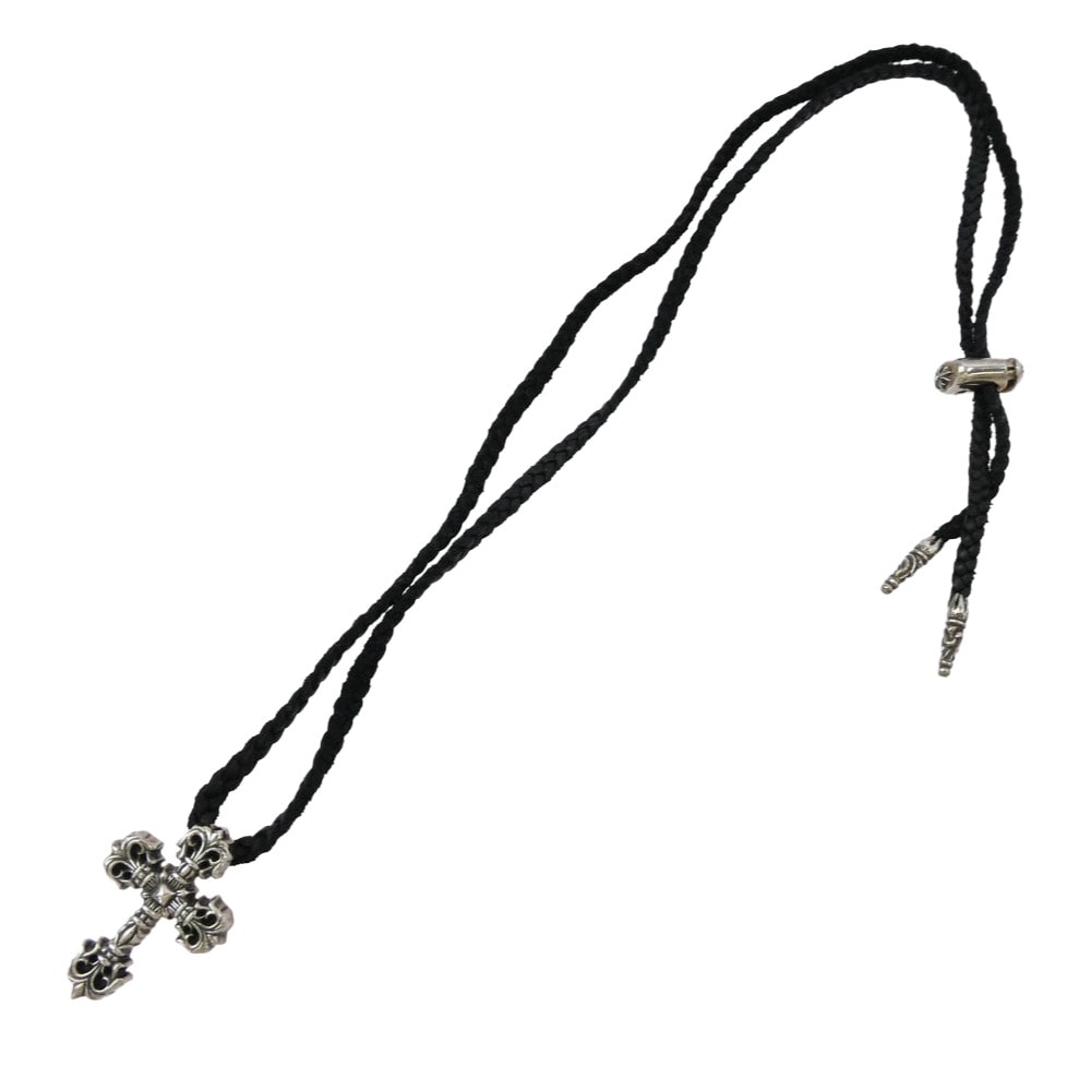 Chrome Hearts Philigrey Cross XS Leather Blade Necklace "Silver/Black"