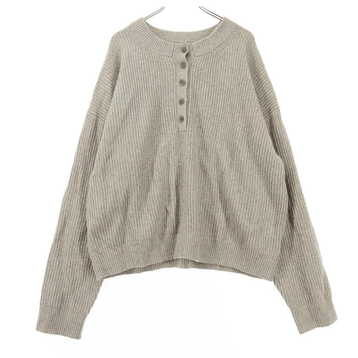 美品 GAP ギャップ 長袖 ハーフボタン ニット L ベージュ