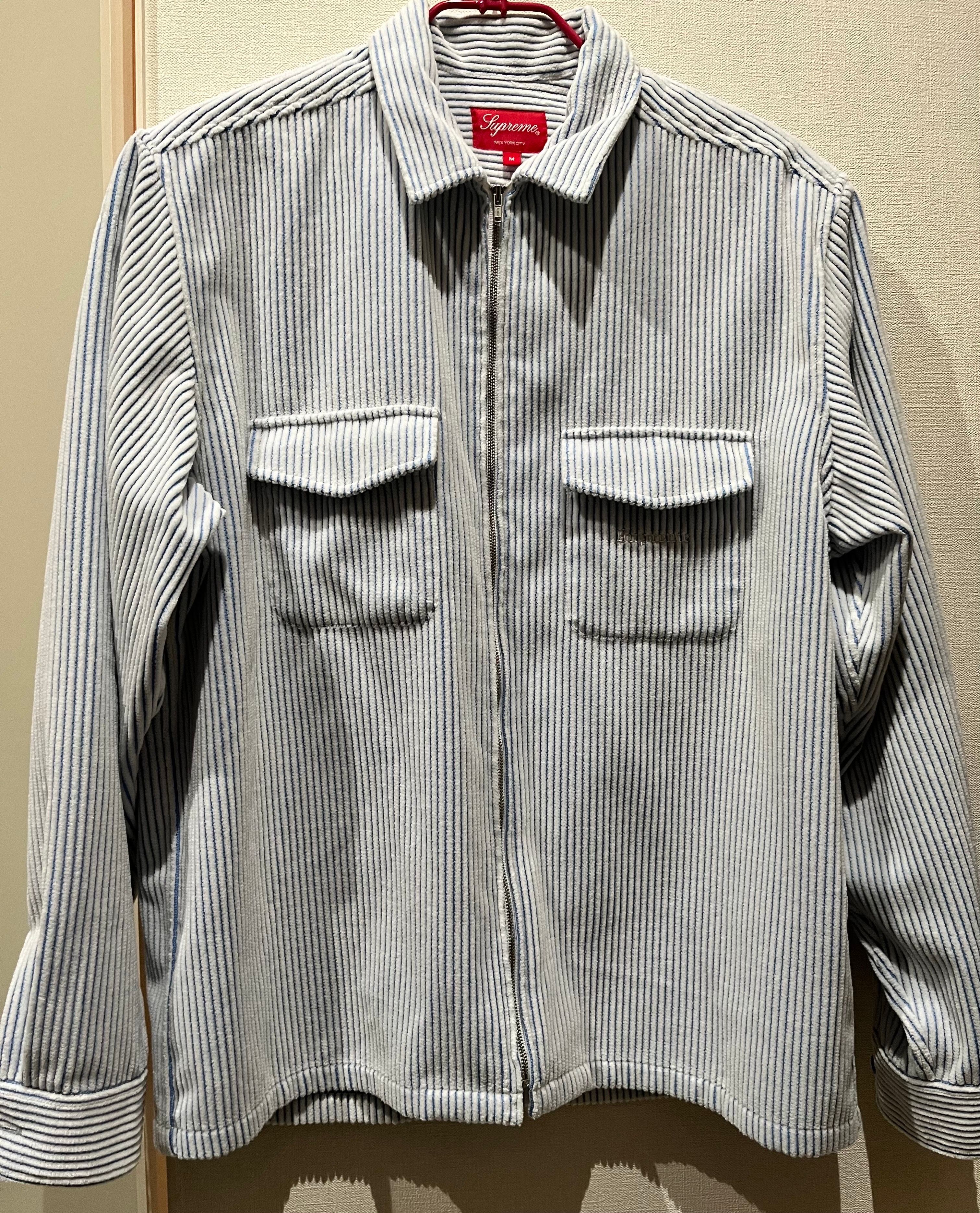 Supreme 2-Tone Corduroy Zip Up Shirt "White"