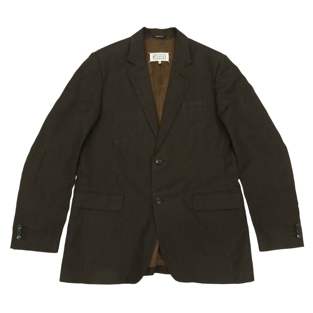 MAISON MARGIELA メゾンマルジェラ 23SS S51BN0431 S76568 1ライン 10ライン 四つタグ リネン混 シングル ブレザー テーラード ジャケット ダークブラウン系 38【中古】