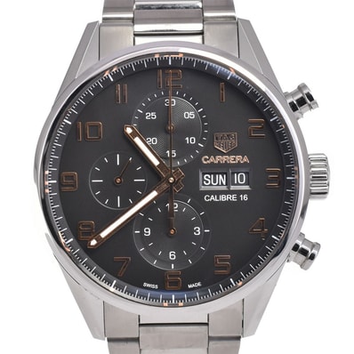値下 タグホイヤー TAG HEUER CV2A1AB.BA0738 カレラ キャリバー16 クロノグラフ デイデイト 自動巻き メンズ 良品 A#143962