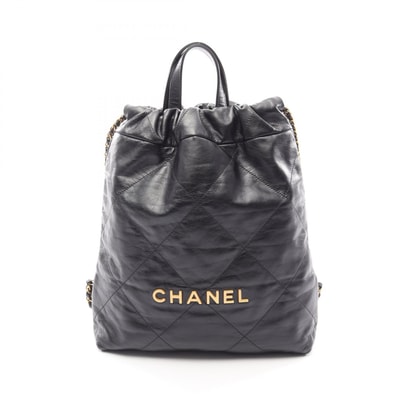 シャネル CHANEL シャネル22 スモール リュックサック バックパック バッグ レザー レディース ブラック系 【中古】