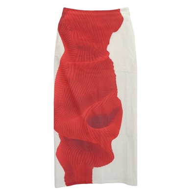 ISSEY MIYAKE イッセイミヤケ スカート IM53FG010 Knit As Represented ニット プリント スカート オフホワイト系 マルチカラー系【極上美品】【中古】