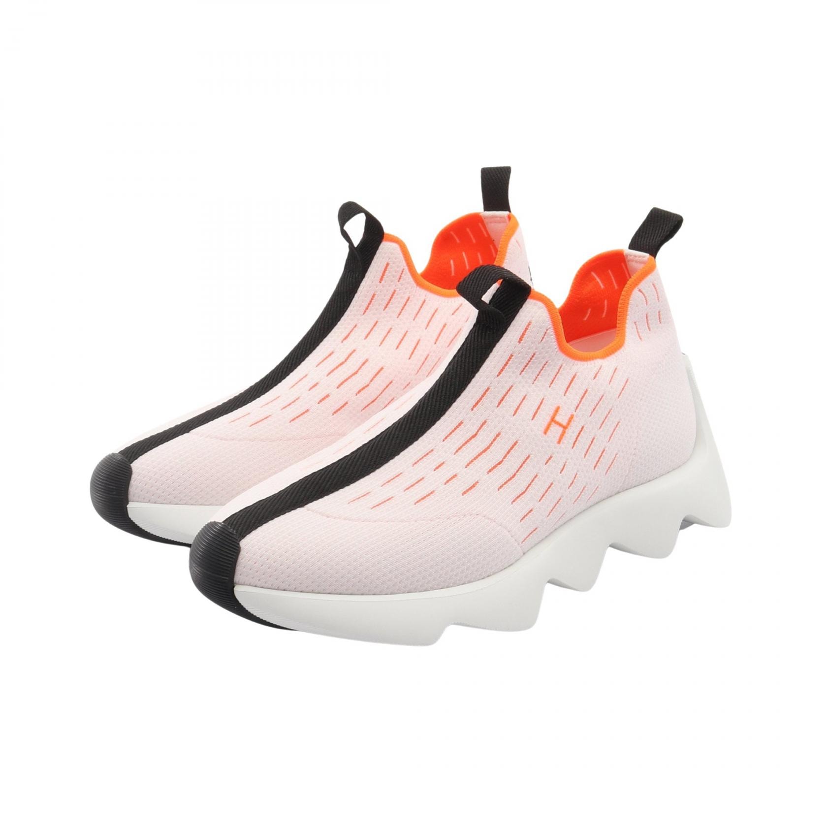 エルメス HERMES ECLAIR エクレール スリッポン 靴 ファブリック ホワイト レディース ホワイト系 / ブラック系 / オレンジ系 【中古】